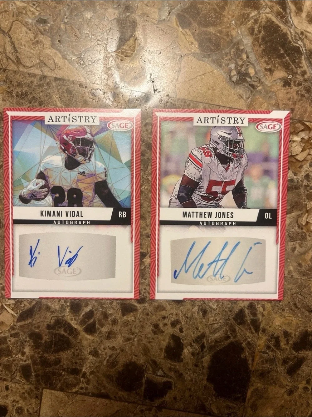 NFL/College 2-Card Lot Kimani Vidal & Matthew Jones Autographs | Sage Artistry